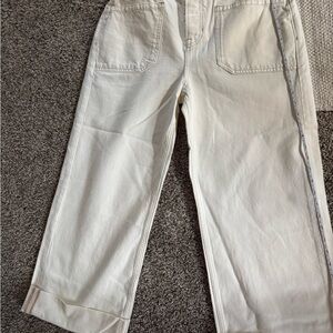 We the Free People White wide leg cropped Jeans